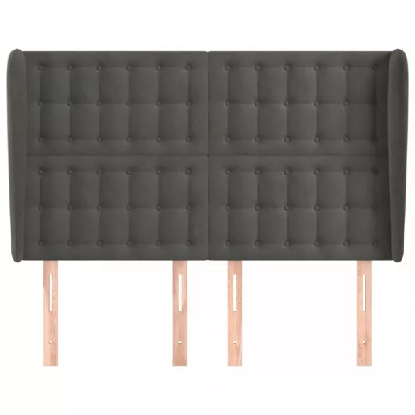 sötétszürke bársony fejtámla szárnyakkal 147 x 23 x 118/128 cm