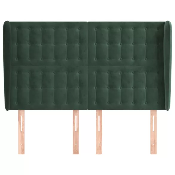 sötétzöld bársony fejtámla szárnyakkal 147 x 23 x 118/128 cm