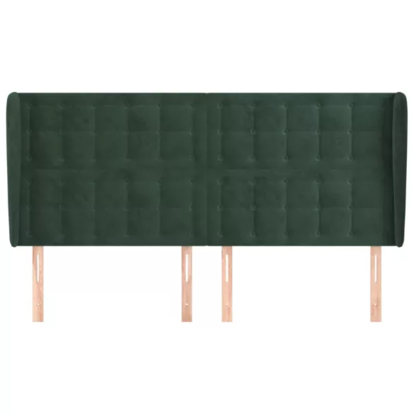 sötétzöld bársony fejtámla szárnyakkal 163 x 23 x 118/128 cm