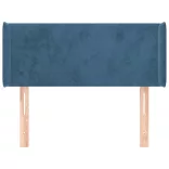 sötétkék bársony fejtámla szárnyakkal 83x16x78/88 cm