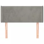 világosszürke bársony fejtámla szárnyakkal 93x16x78/88 cm