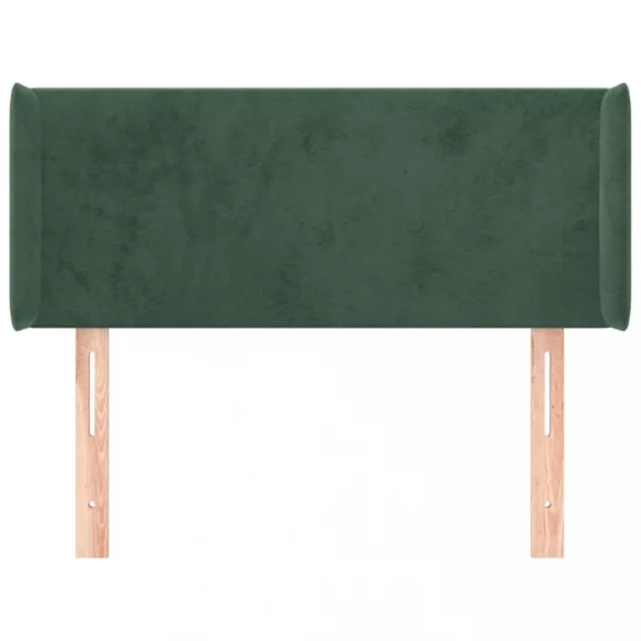 sötétzöld bársony fejtámla szárnyakkal 93x16x78/88 cm