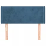 sötétkék bársony fejtámla szárnyakkal 93x16x78/88 cm
