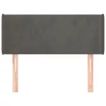 sötétszürke bársony fejtámla szárnyakkal 103x16x78/88 cm