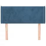 sötétkék bársony fejtámla szárnyakkal 103x16x78/88 cm