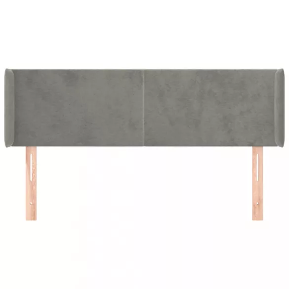 világosszürke bársony fejtámla szárnyakkal 147x16x78/88 cm