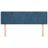 sötétkék bársony fejtámla szárnyakkal 147x16x78/88 cm