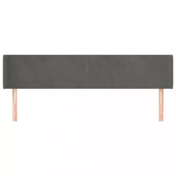 sötétszürke bársony szárnyas fejtámla 163x16x78/88 cm