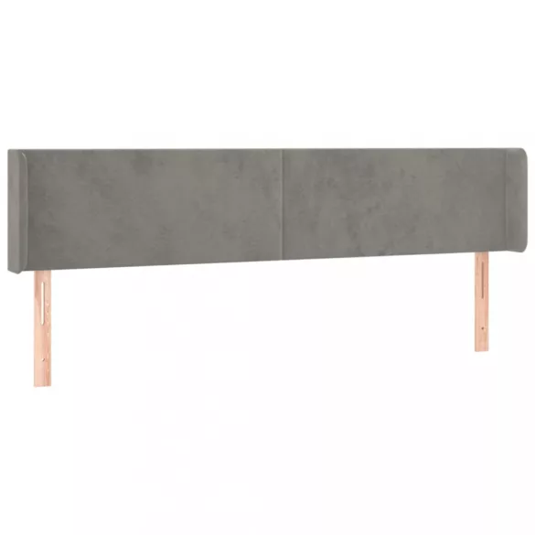 világosszürke bársony szárnyas fejtámla 183x16x78/88 cm