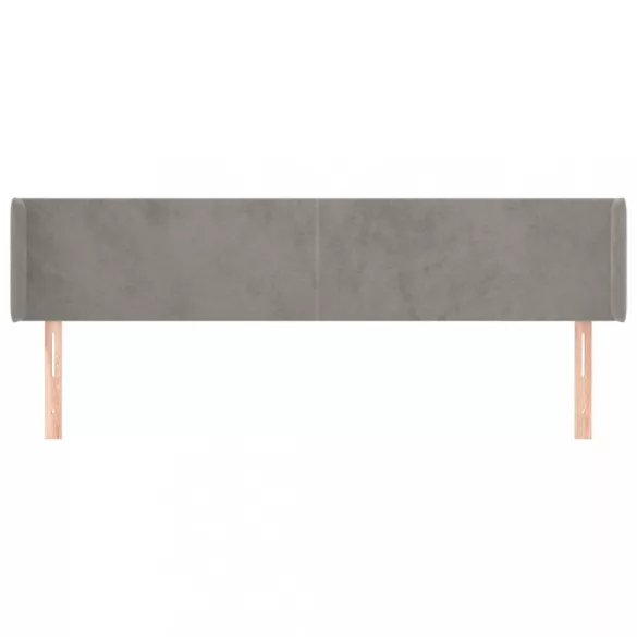 világosszürke bársony szárnyas fejtámla 203x16x78/88 cm