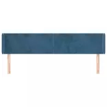 sötétkék bársony szárnyas fejtámla 203x16x78/88 cm