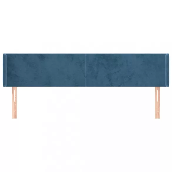 sötétkék bársony szárnyas fejtámla 203x16x78/88 cm