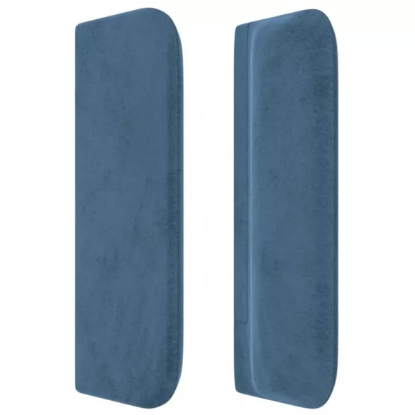 sötétkék bársony szárnyas fejtámla 203x16x78/88 cm