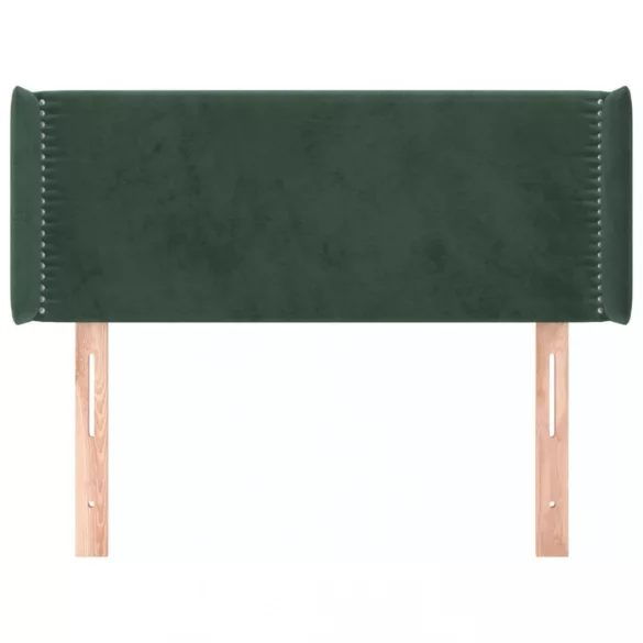 sötétzöld bársony fejtámla szárnyakkal 83x16x78/88 cm