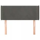 sötétszürke bársony fejtámla szárnyakkal 93x16x78/88 cm