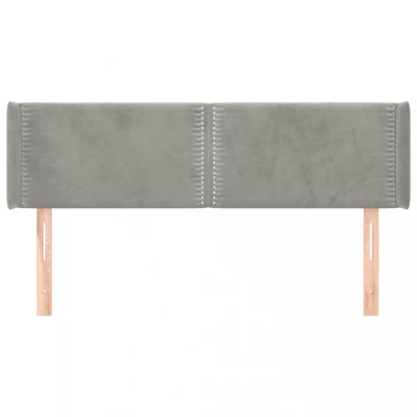 világosszürke bársony fejtámla szárnyakkal 147x16x78/88 cm