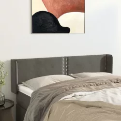   sötétszürke bársony fejtámla szárnyakkal 147x16x78/88 cm