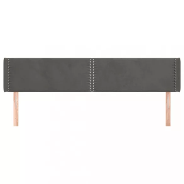 sötétszürke bársony szárnyas fejtámla 163x16x78/88 cm