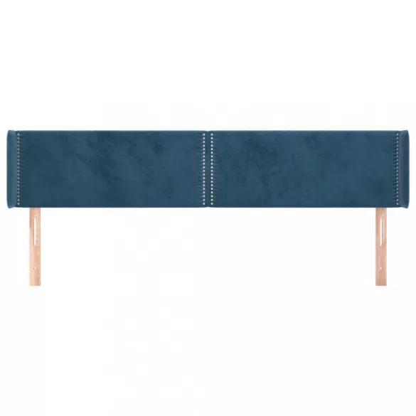 sötétkék bársony szárnyas fejtámla 163x16x78/88 cm