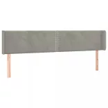 világosszürke bársony szárnyas fejtámla 203x16x78/88 cm