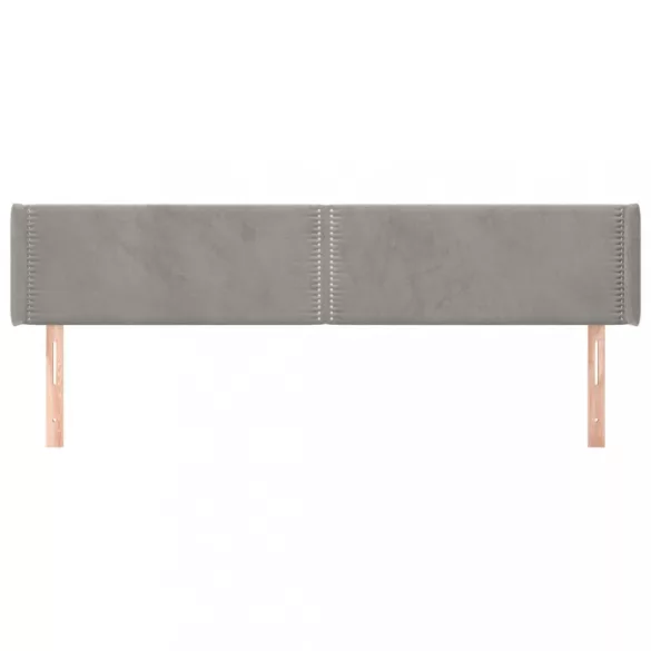 világosszürke bársony szárnyas fejtámla 203x16x78/88 cm