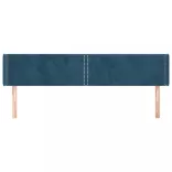 sötétkék bársony szárnyas fejtámla 203x16x78/88 cm