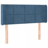 sötétkék bársony fejtámla 83x16x78/88 cm