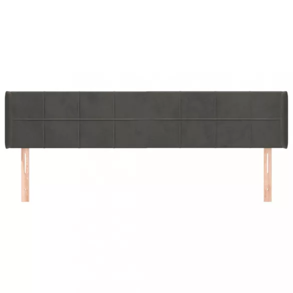 sötétszürke bársony szárnyas fejtámla 163x16x78/88 cm