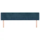 sötétkék bársony szárnyas fejtámla 163x16x78/88 cm