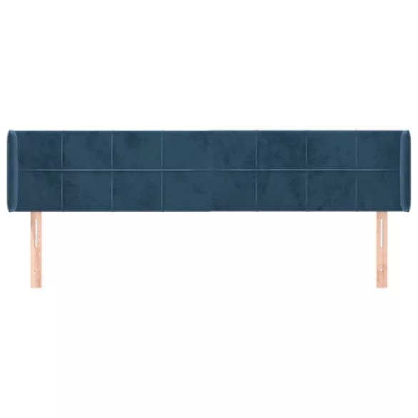 sötétkék bársony szárnyas fejtámla 163x16x78/88 cm