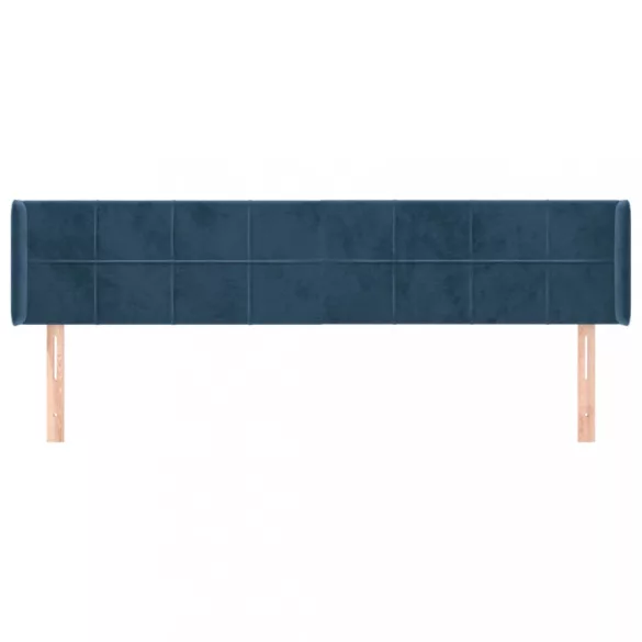 sötétkék bársony szárnyas fejtámla 183x16x78/88 cm