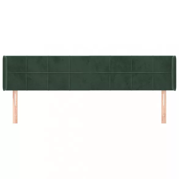 sötétzöld bársony szárnyas fejtámla 203x16x78/88 cm