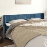 sötétkék bársony szárnyas fejtámla 203x16x78/88 cm