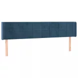 sötétkék bársony szárnyas fejtámla 203x16x78/88 cm