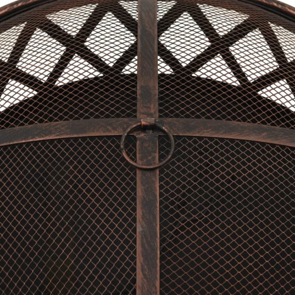 acél XXL-es méretű rusztikus tűztál piszkavassal 76 cm