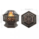 acél XXL-es méretű rusztikus tűztál piszkavassal 62x54x56 cm