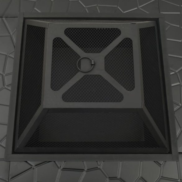 acél XXL-es méretű kerti tűztál piszkavassal 81 x 81 x 47 cm