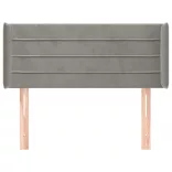 világosszürke bársony fejtámla 83x16x78/88 cm