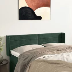 sötétzöld bársony fejtámla 147x16x78/88 cm