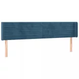 sötétkék bársony szárnyas fejtámla 163x16x78/88 cm