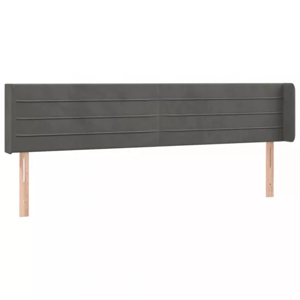 sötétszürke bársony szárnyas fejtámla 203x16x78/88 cm