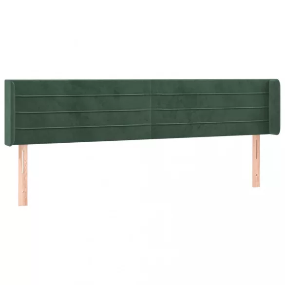 sötétzöld bársony szárnyas fejtámla 203x16x78/88 cm