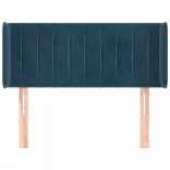 sötétkék bársony fejtámla 83x16x78/88 cm