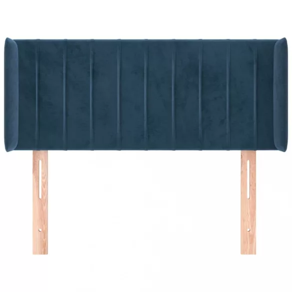 sötétkék bársony fejtámla 83x16x78/88 cm