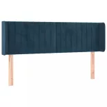 sötétkék bársony fejtámla 147x16x78/88 cm
