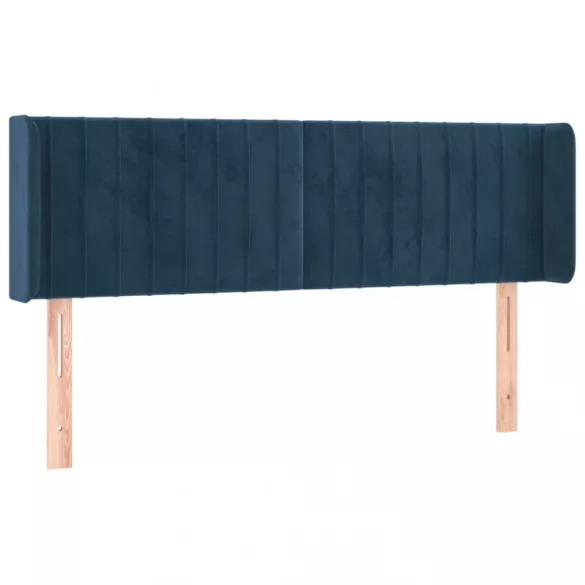 sötétkék bársony fejtámla 147x16x78/88 cm