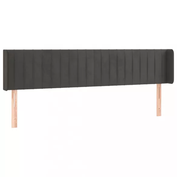 sötétszürke bársony szárnyas fejtámla 163x16x78/88 cm