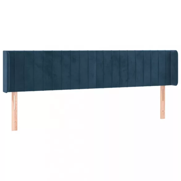 sötétkék bársony szárnyas fejtámla 163x16x78/88 cm