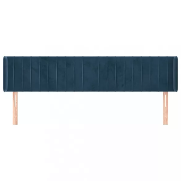 sötétkék bársony szárnyas fejtámla 203x16x78/88 cm