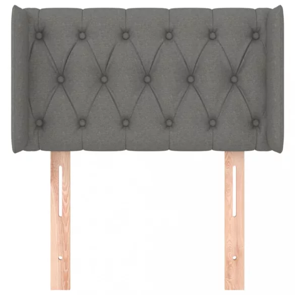 sötétszürke szövet fejtámla szárnyakkal 83x16x78/88 cm